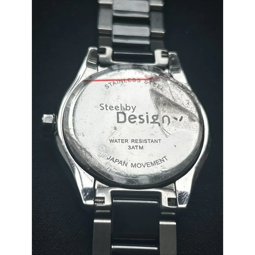 Steel By Design Charcoal Mother Of Pearl Dial Women’s Quartz Watch